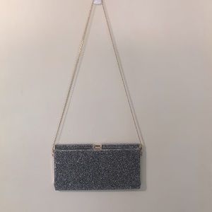 Nila Anthony silver glitter crossbody/clutch